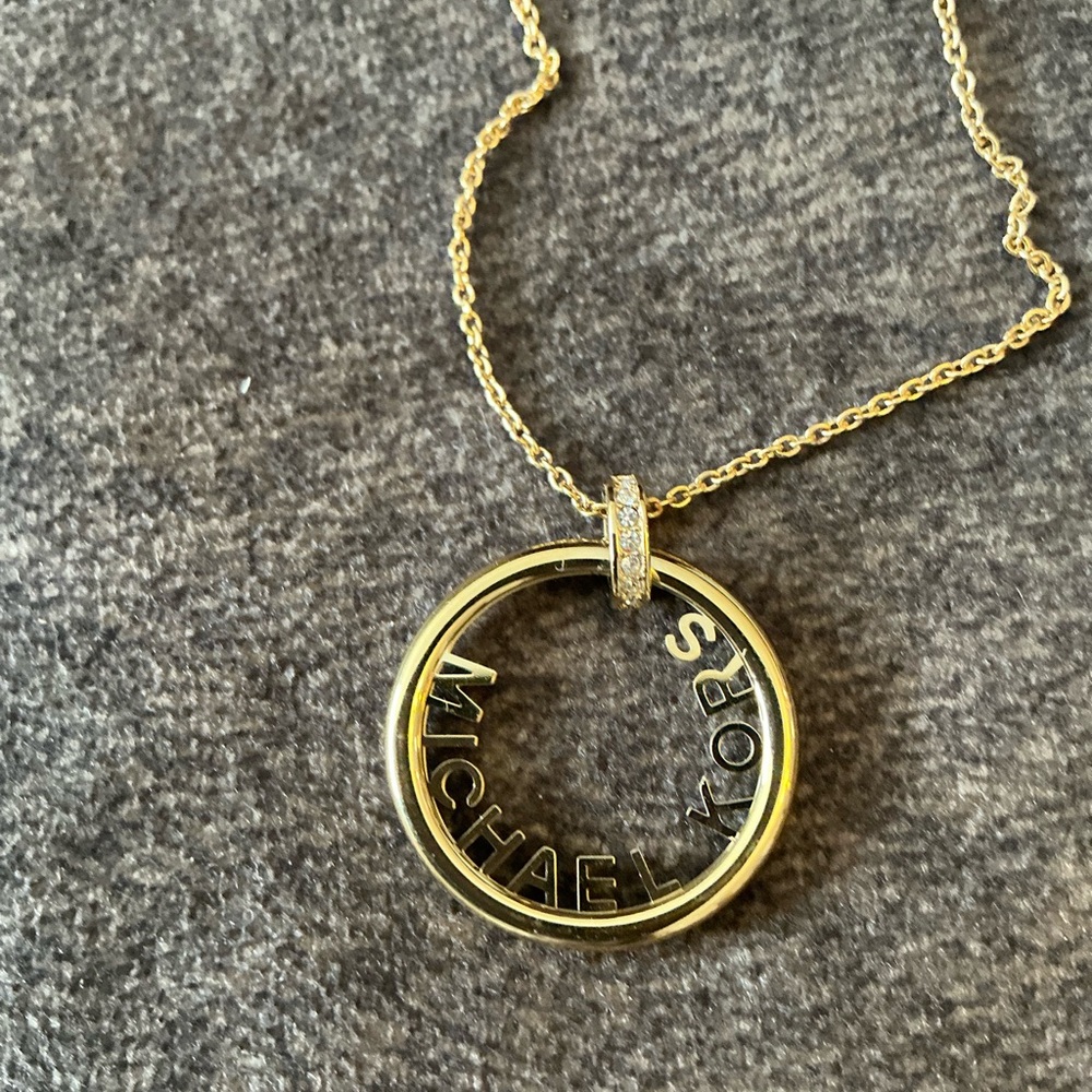 Michael Kors Gold Circle Pendant Necklace - Picture 2 of 7